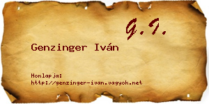 Genzinger Iván névjegykártya